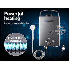 Load image into Gallery viewer, Devanti Outdoor Gas Hot Water Heater Portable Camping Shower 12V Pump Grey
