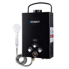 Load image into Gallery viewer, Devanti Outdoor Portable Gas Water Heater 8LPM Camping Shower Black
