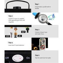 Load image into Gallery viewer, Devanti Outdoor Portable Gas Water Heater 8LPM Camping Shower Black
