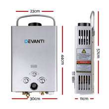 Load image into Gallery viewer, Devanti Outdoor Portable Gas Water Heater 8LPM Camping Shower Silver
