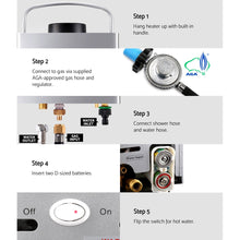 Load image into Gallery viewer, Devanti Outdoor Portable Gas Water Heater 8LPM Camping Shower Silver
