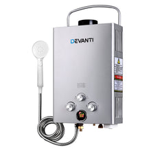 Load image into Gallery viewer, Devanti Outdoor Gas Water Heater Portable Camping Shower 12V Pump Silver
