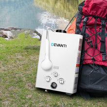 Load image into Gallery viewer, Devanti Portable Gas Water Heater 8LPM Outdoor Camping Shower White
