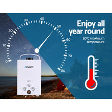 Load image into Gallery viewer, Devanti Portable Gas Hot Water Heater Outdoor Camping Shower 12V Pump White
