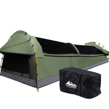 Load image into Gallery viewer, Weisshorn Double Swag Camping Swags Canvas Tent Deluxe Celadon With Mattress
