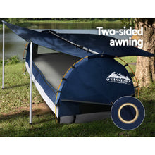 Load image into Gallery viewer, Weisshorn Double Swag Camping Swags Canvas Free Standing Dome Tent Dark Blue with 7CM Mattress
