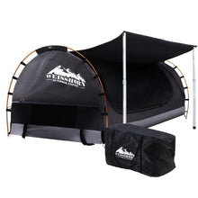 Load image into Gallery viewer, Weisshorn Double Swag Camping Swags Canvas Free Standing Dome Tent Dark Grey with 7CM Mattress

