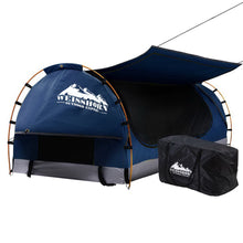 Load image into Gallery viewer, Weisshorn Swag King Single Camping Swags Canvas Free Standing Dome Tent Dark Blue with 7CM Mattress
