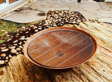 Load image into Gallery viewer, Round fire pit with stainless steel cooking grill
