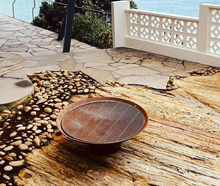 Load image into Gallery viewer, Round fire pit with stainless steel cooking grill
