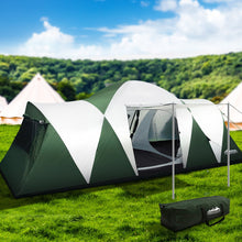 Load image into Gallery viewer, Weisshorn Family Camping Tent 12 Person Hiking Beach Tents (3 Rooms) Green
