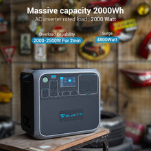 Load image into Gallery viewer, Bluetti Portable Power Station AC200P 2000WH 2000W Solar Genrator for Van Home Emergency Outdoor Camping Explore - Black
