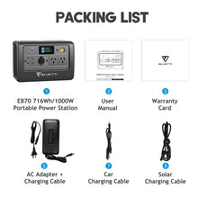 Load image into Gallery viewer, BLUETTI EB70 Portable Power Station 800W 716Wh LiFePo4 Battery with AU plug for Camping Outdoor Home Off-grid Black
