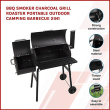 Load image into Gallery viewer, BBQ Smoker Charcoal Grill Roaster Portable Outdoor Camping Barbecue 2in1
