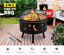 Load image into Gallery viewer, 30&quot; 2-in-1 Fire Pit BBQ Grill Outdoor Fireplace Brazier Patio Heater Camping
